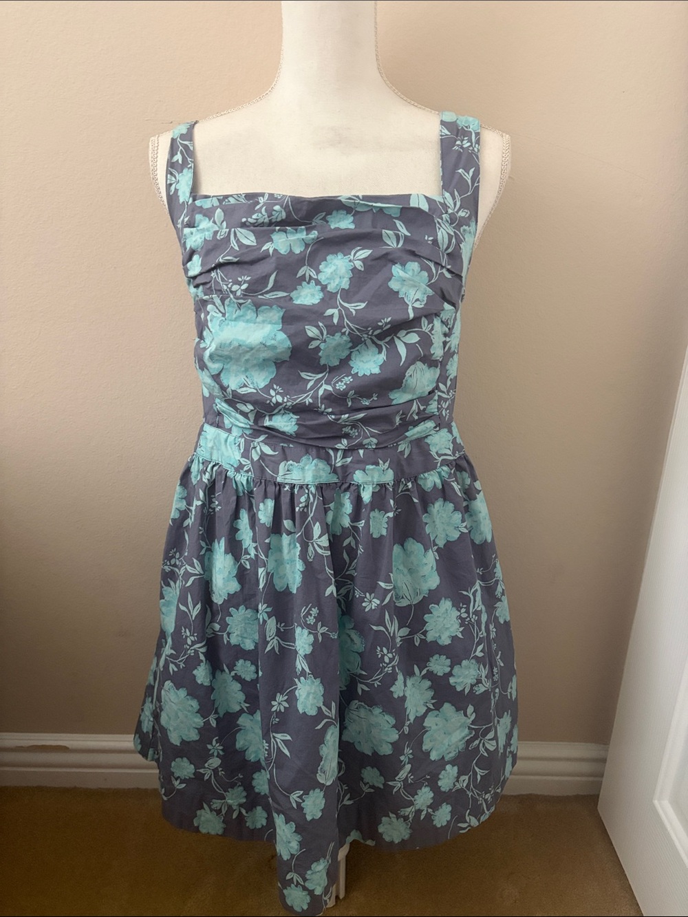 Free People Gray Dress with Mint Floral Print